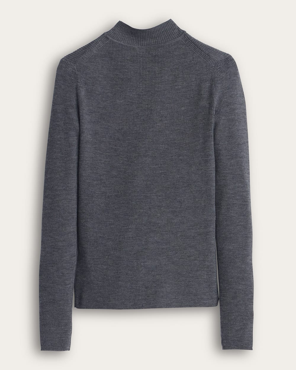ALTERNATE VIEW OF WOMEN'S RIB MERINO MOCKNECK IN GREY HEATHER image number 2