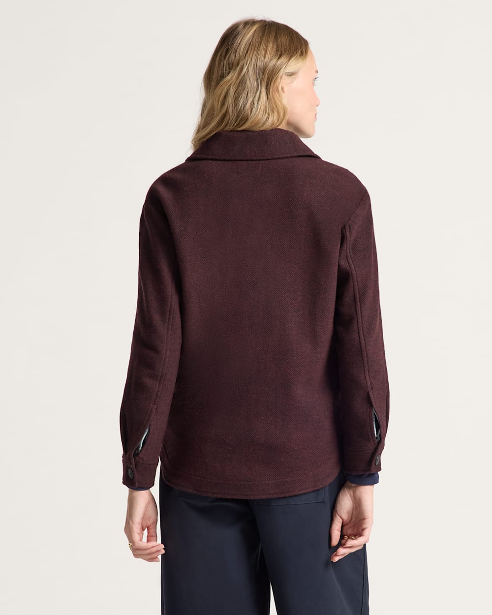 ALTERNATE VIEW OF WOMEN'S WOOL SHIRT JACKET IN RED/BROWN image number 2