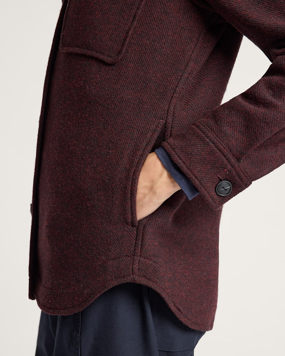 ALTERNATE VIEW OF WOMEN'S WOOL SHIRT JACKET IN RED/BROWN image number 5