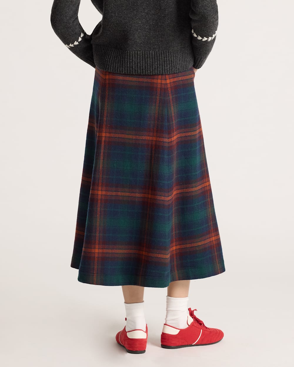 ALTERNATE VIEW OF WOMEN'S PLAID WOOL SKIRT IN NAVY/COPPER image number 2