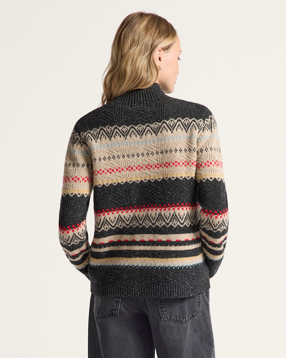 ALTERNATE VIEW OF WOMEN'S FAIR ISLE MERINO TURTLENECK IN BLACK MULTI image number 2
