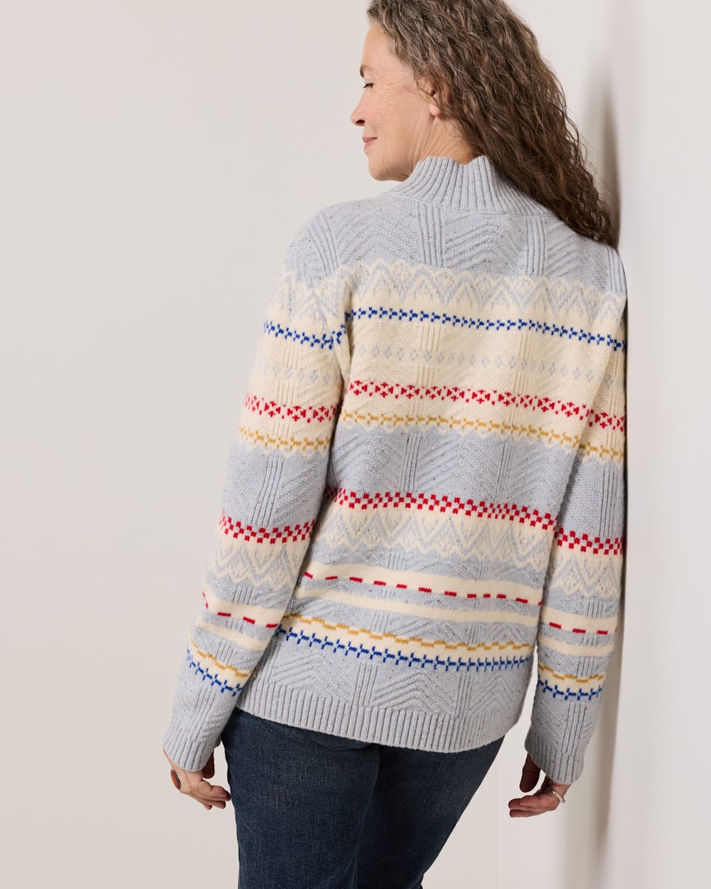 ALTERNATE VIEW OF WOMEN'S FAIR ISLE MERINO TURTLENECK IN LIGHT BLUE MULTI image number 2
