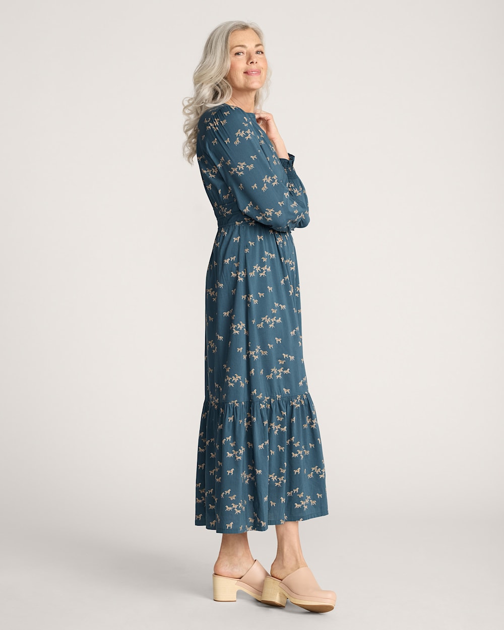 ALTERNATE VIEW OF WILD HORSES ZOE DRESS IN TEAL image number 3