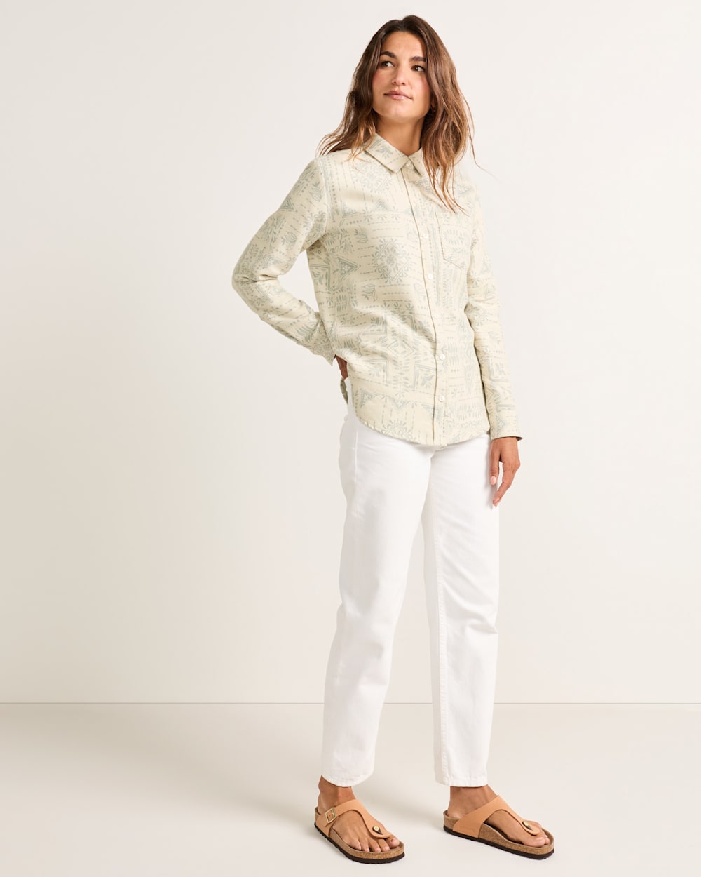 ALTERNATE VIEW OF WOMEN'S DOUBLESOFT PERFECT ONE POCKET SHIRT IN SHALE LAUREL GROVE image number 6