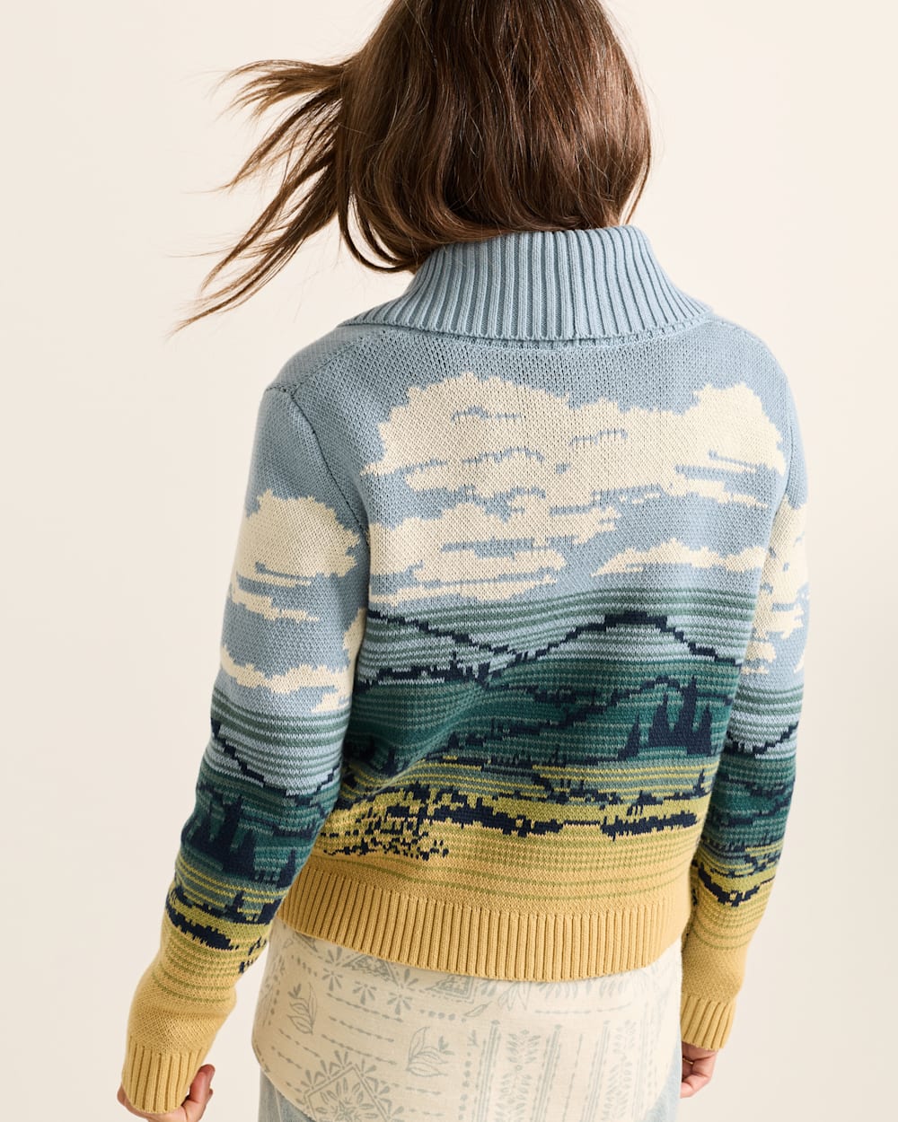 ALTERNATE VIEW OF WOMEN'S BIG SKY COTTON CARDIGAN IN BLUE/YELLOW MULTI image number 2