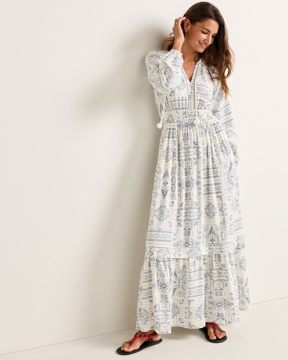 WOMEN'S ATHENA MAXI DRESS IN BLUE LAUREL GROVE image number 1