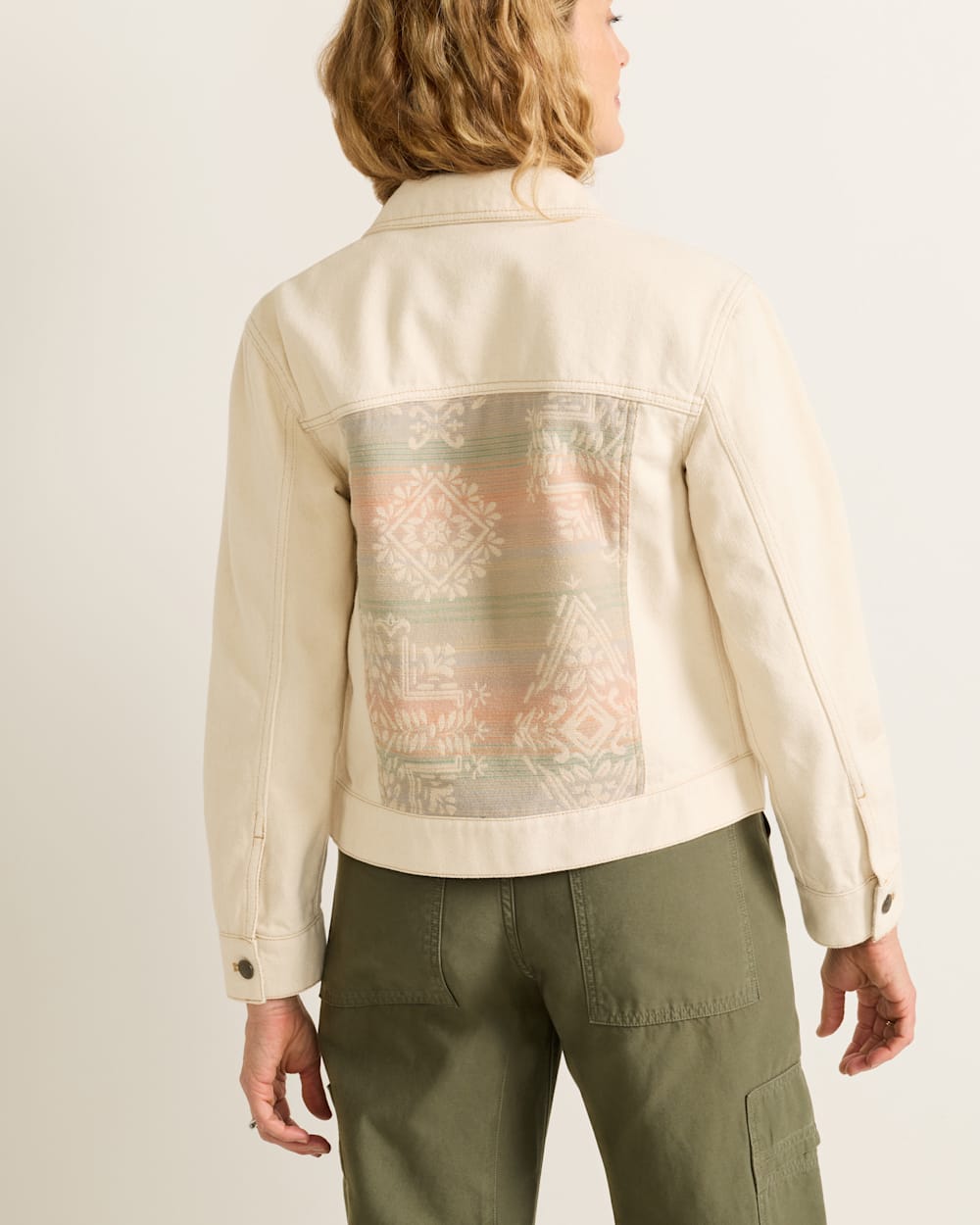 ALTERNATE VIEW OF WOMEN'S DENIM TRUCKER JACKET IN NATURAL LAUREL GROVE image number 2