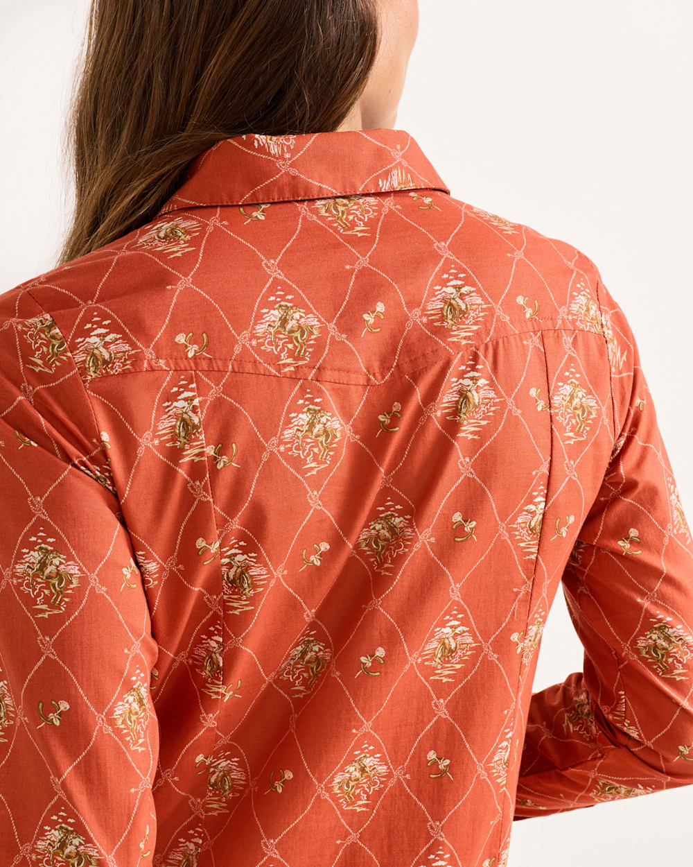 ALTERNATE VIEW OF WOMEN'S COWGIRL LATTICE GAMBLER SHIRT DRESS IN ADOBE image number 5