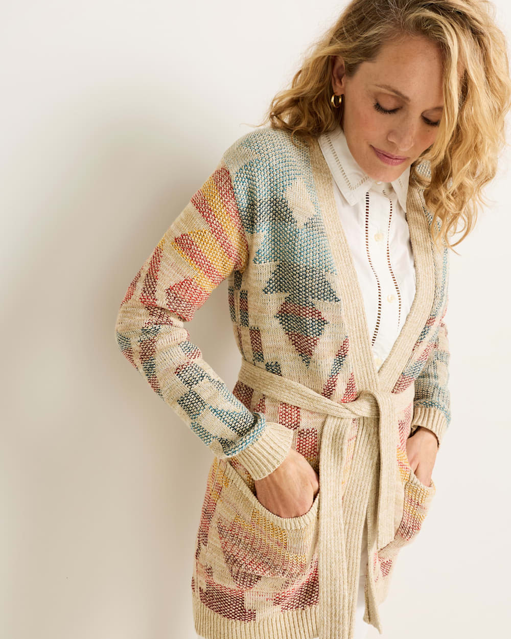 WOMEN'S CHEYENNE COTTON CARDIGAN IN NATURAL MULTI image number 1