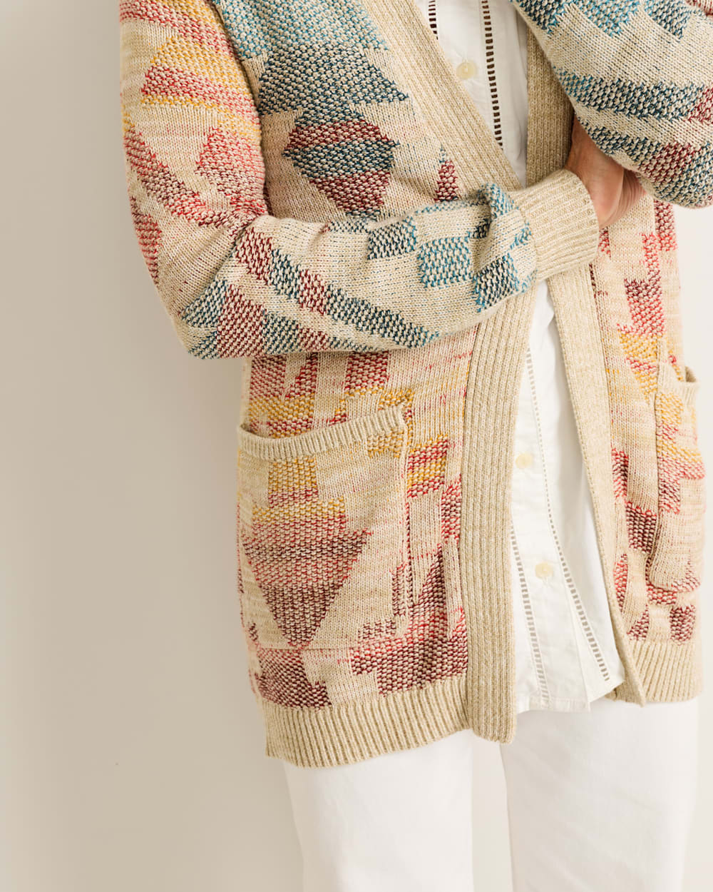ALTERNATE VIEW OF WOMEN'S CHEYENNE COTTON CARDIGAN IN NATURAL MULTI image number 4