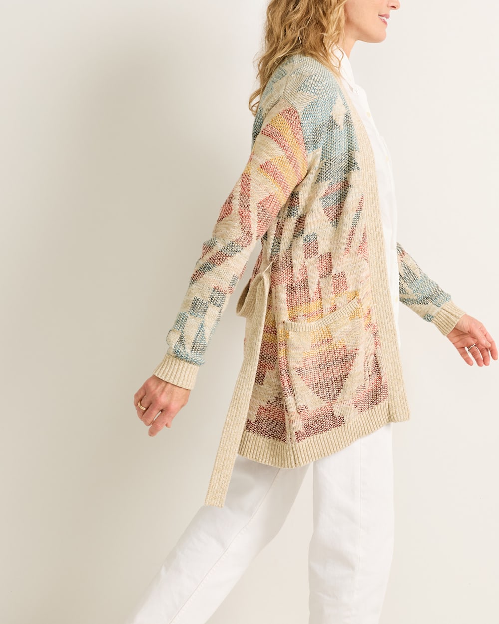 ALTERNATE VIEW OF WOMEN'S CHEYENNE COTTON CARDIGAN IN NATURAL MULTI image number 3