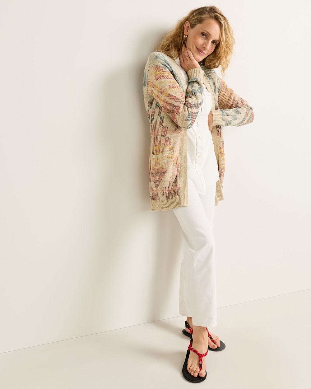 ALTERNATE VIEW OF WOMEN'S CHEYENNE COTTON CARDIGAN IN NATURAL MULTI image number 6