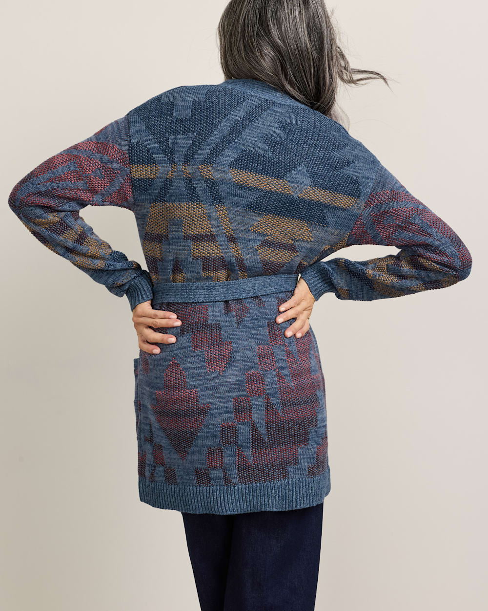 ALTERNATE VIEW OF WOMEN'S CHEYENNE COTTON CARDIGAN IN BLUE MIX image number 2