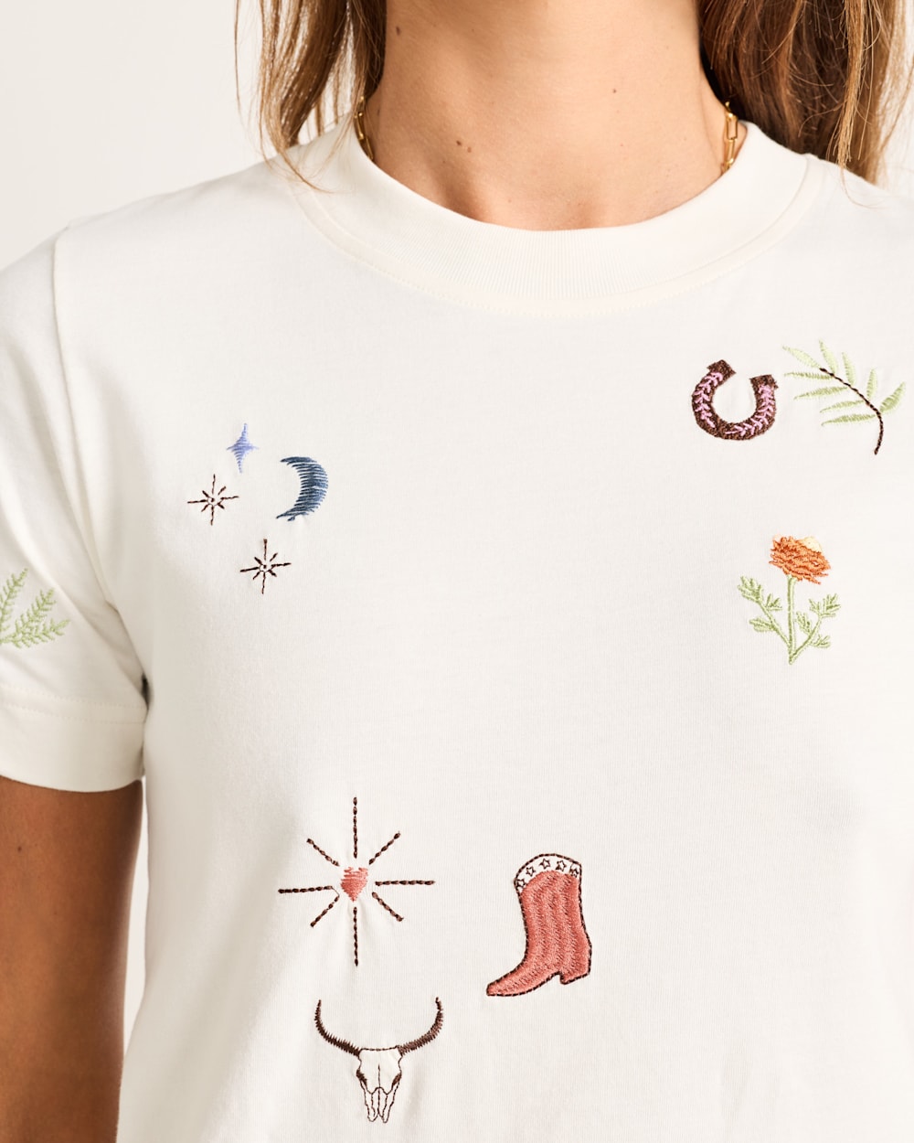 ALTERNATE VIEW OF WOMEN'S SHORT-SLEEVE DESCHUTES CHARM TEE IN IVORY image number 4