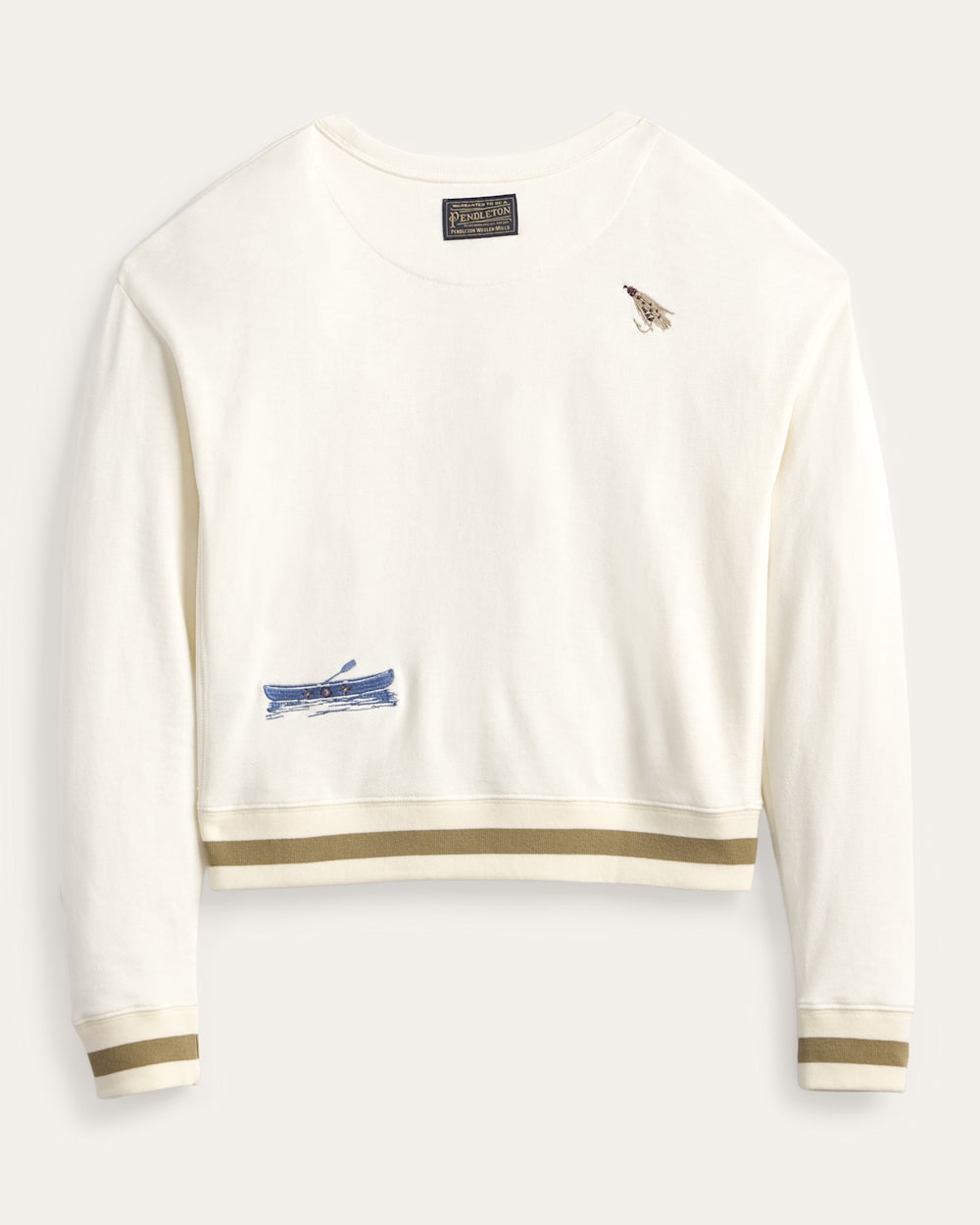 ALTERNATE VIEW OF WOMEN'S LAKESIDE EMBROIDERED FRENCH TERRY PULLOVER IN IVORY image number 2