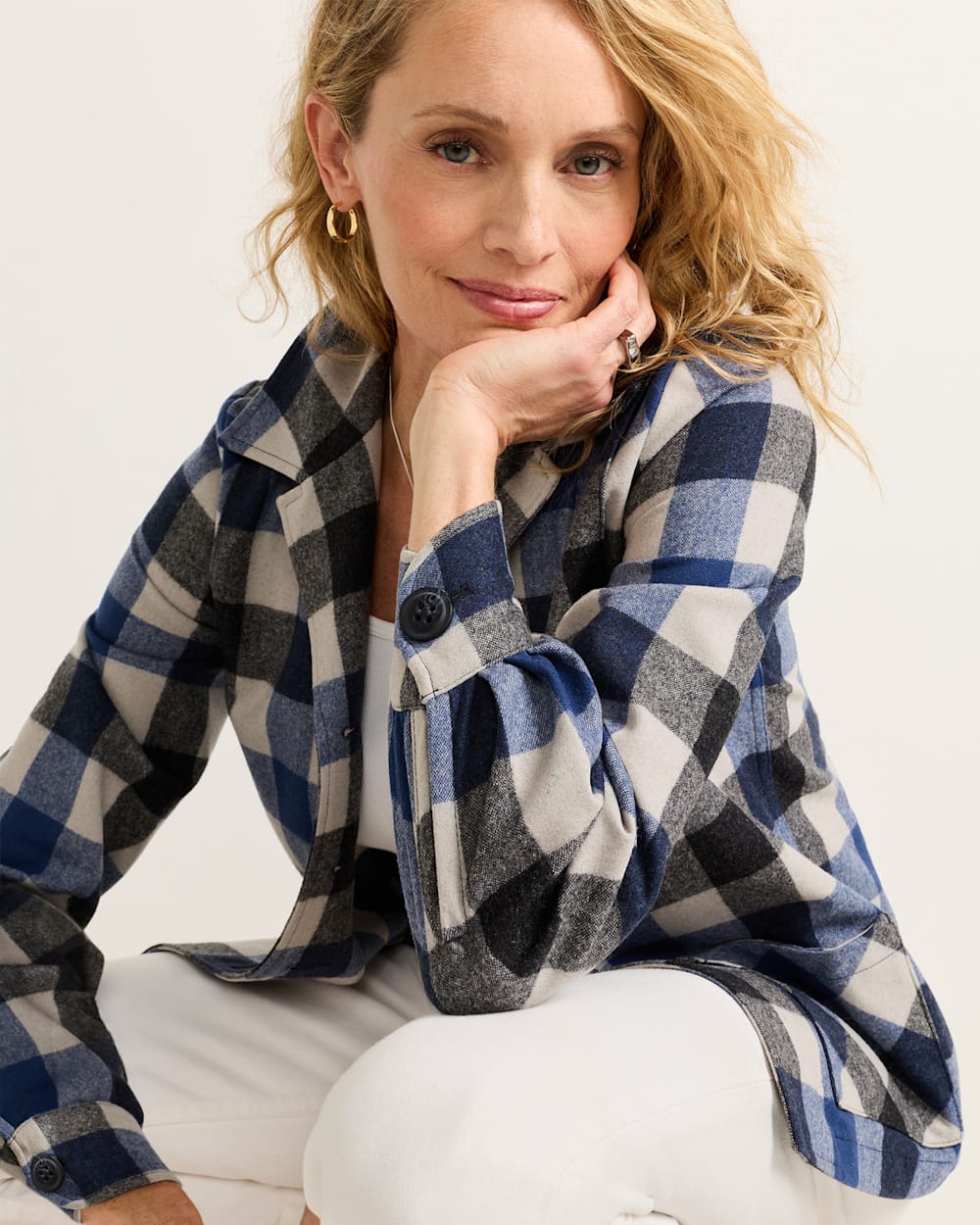 WOMEN'S 49ER JACKET IN BLUE/TAN CHECK image number 1