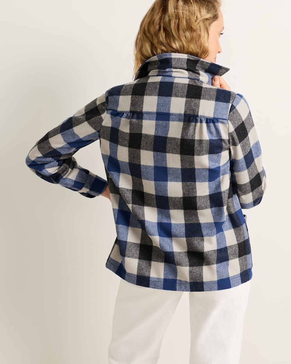 ALTERNATE VIEW OF WOMEN'S 49ER JACKET IN BLUE/TAN CHECK image number 2