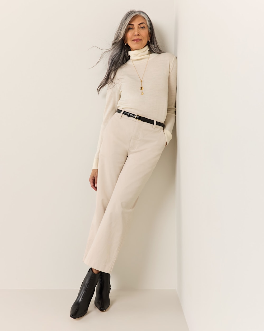 ALTERNATE VIEW OF WOMEN'S COTTON CHORE PANTS IN ECRU image number 2