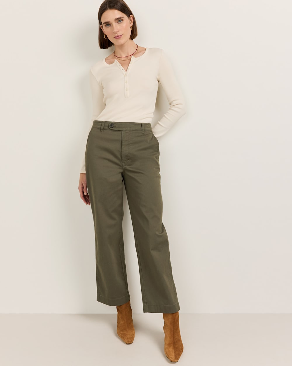 ALTERNATE VIEW OF WOMEN'S COTTON CHORE PANTS IN FIR GREEN image number 2