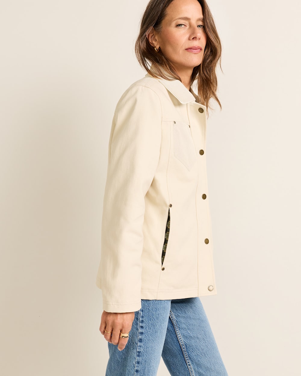 ALTERNATE VIEW OF WOMEN'S HAZEL CANVAS JACKET IN ALMOND image number 3
