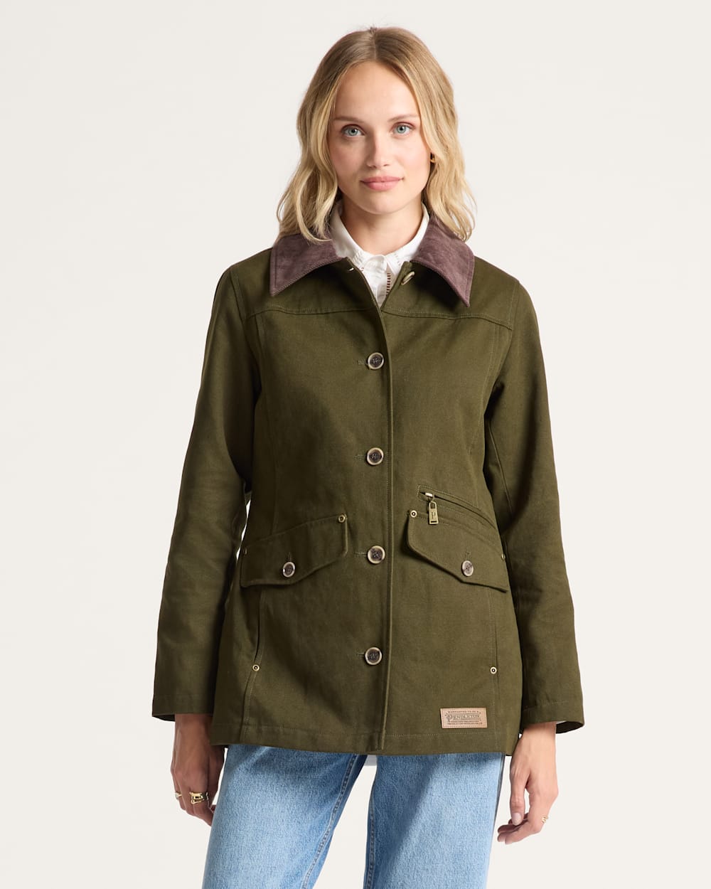 ALTERNATE VIEW OF WOMEN'S JUDITH CANVAS FIELD COAT IN DARK OLIVE image number 5