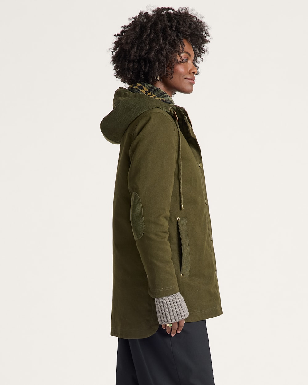 ALTERNATE VIEW OF WOMEN'S CEDAR CREEK CANVAS PARKA IN DARK OLIVE image number 3