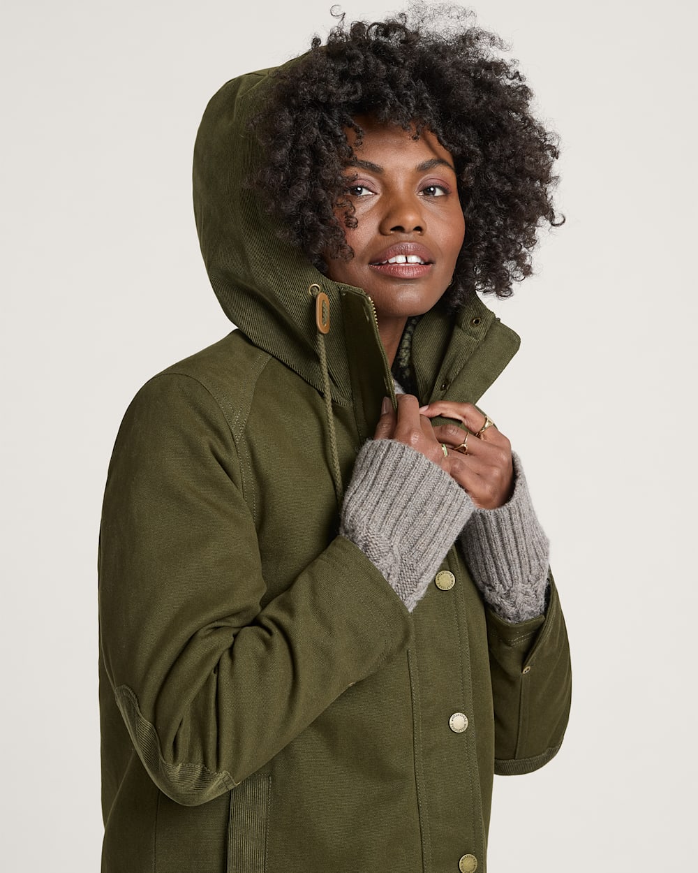 ALTERNATE VIEW OF WOMEN'S CEDAR CREEK CANVAS PARKA IN DARK OLIVE image number 4