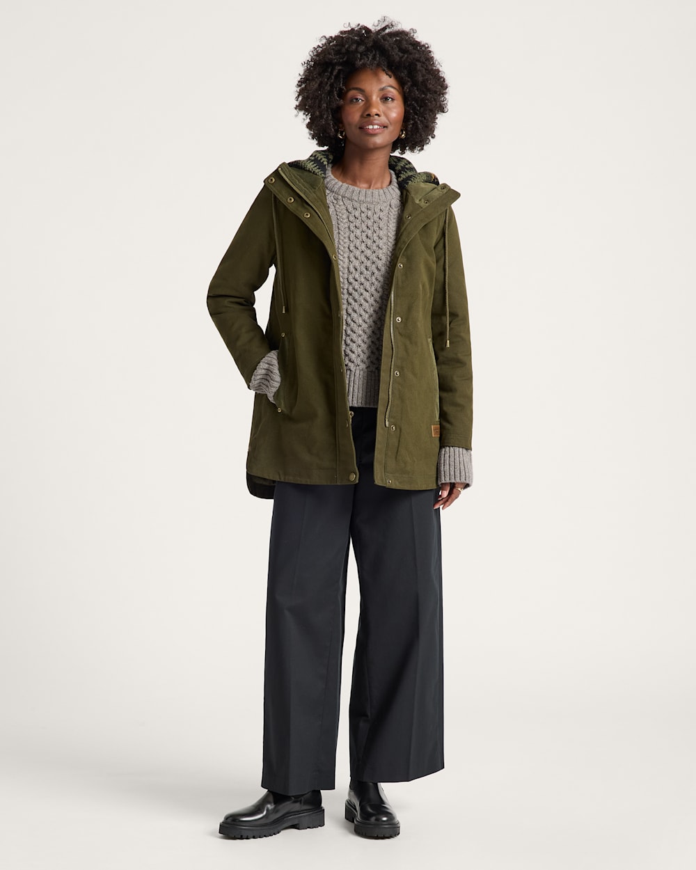 ALTERNATE VIEW OF WOMEN'S CEDAR CREEK CANVAS PARKA IN DARK OLIVE image number 6