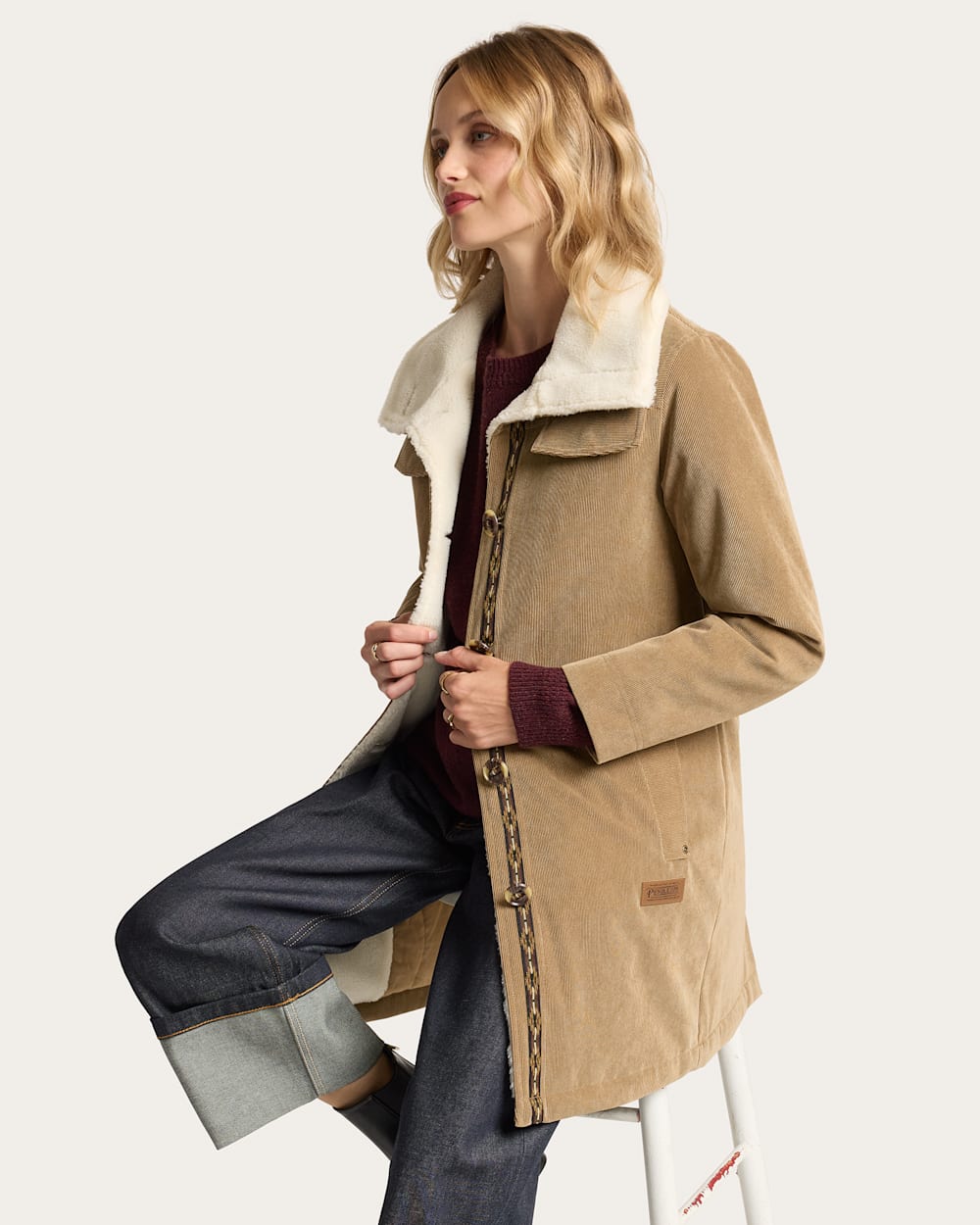 WOMEN'S STILLWATER CORDUROY DUSTER JACKET IN OLD OAK image number 1