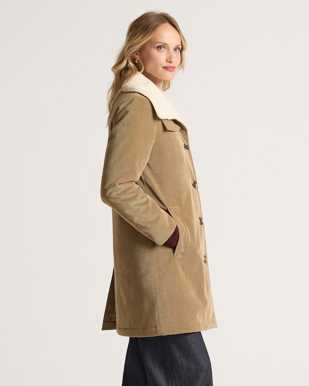 ALTERNATE VIEW OF WOMEN'S STILLWATER CORDUROY DUSTER JACKET IN OLD OAK image number 3
