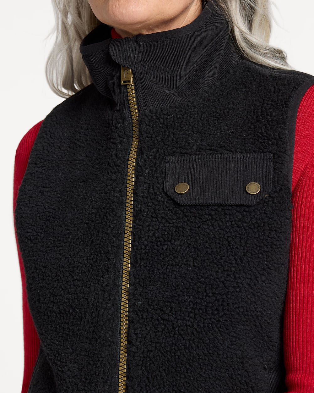 ALTERNATE VIEW OF WOMEN'S LAUREL FLEECE VEST IN BLACK image number 4