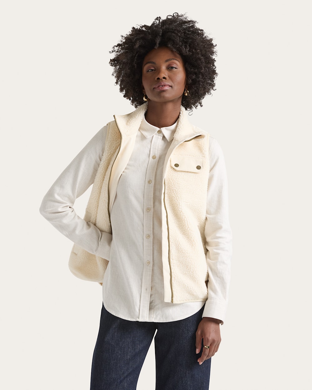 WOMEN'S LAUREL FLEECE VEST IN BONE image number 1