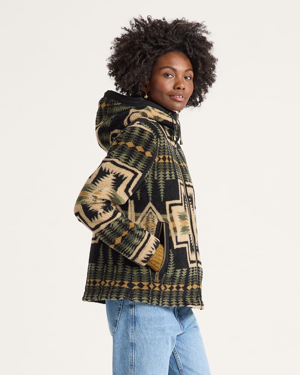 ALTERNATE VIEW OF WOMEN'S HARDING HOODED FLEECE JACKET IN GREEN TEA image number 3