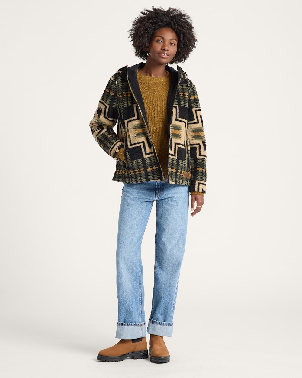 ALTERNATE VIEW OF WOMEN'S HARDING HOODED FLEECE JACKET IN GREEN TEA image number 6