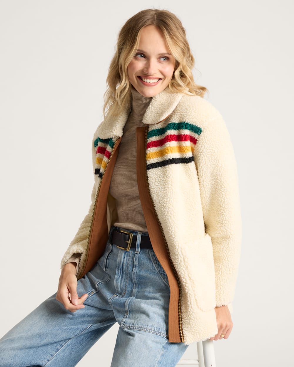 WOMEN'S GLACIER SUNSET SHERPA FLEECE JACKET IN GLACIER IVORY image number 1