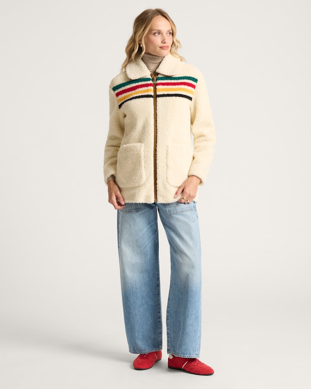 ALTERNATE VIEW OF WOMEN'S GLACIER SUNSET SHERPA FLEECE JACKET IN GLACIER IVORY image number 5