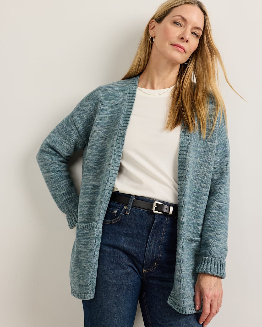 WOMEN'S SIERRA SPRINGS COTTON CARDIGAN IN SEA BLUE MIX image number 1