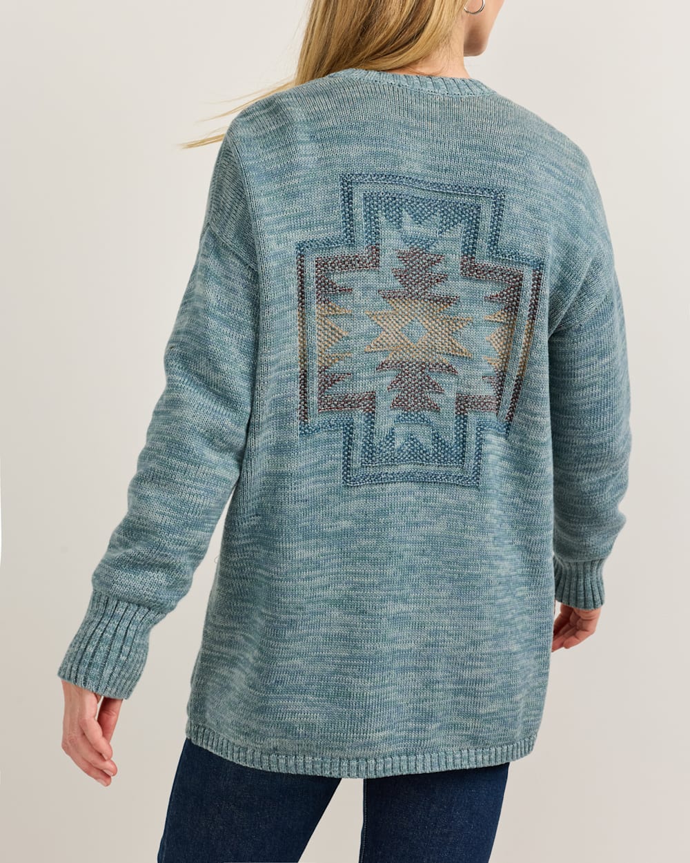 ALTERNATE VIEW OF WOMEN'S SIERRA SPRINGS COTTON CARDIGAN IN SEA BLUE MIX image number 2