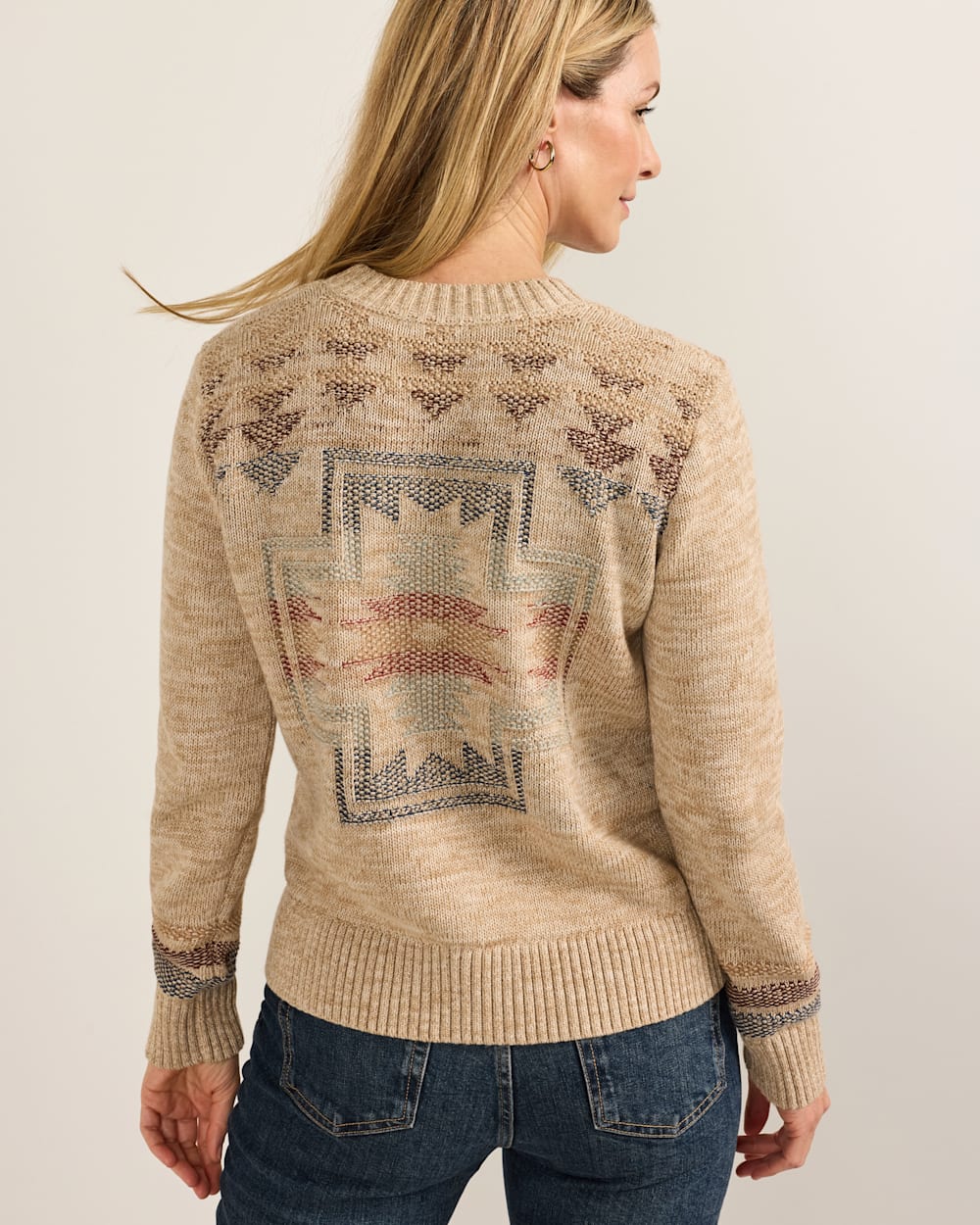ALTERNATE VIEW OF WOMEN'S COLUMBIA RIVER COTTON SWEATER IN ECRU MIX HARDING image number 2