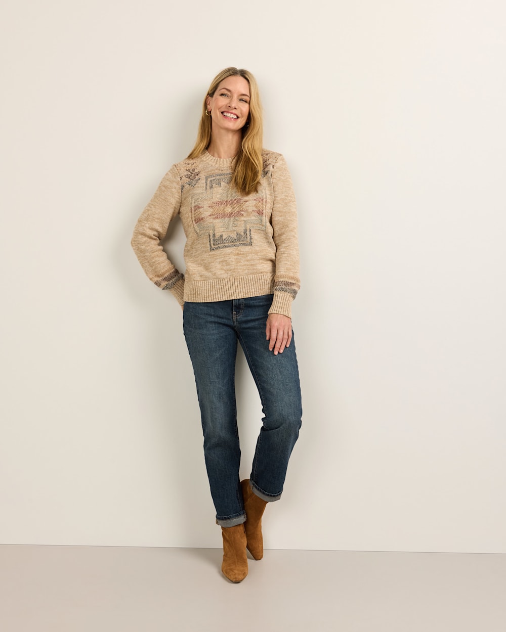 ALTERNATE VIEW OF WOMEN'S COLUMBIA RIVER COTTON SWEATER IN ECRU MIX HARDING image number 6