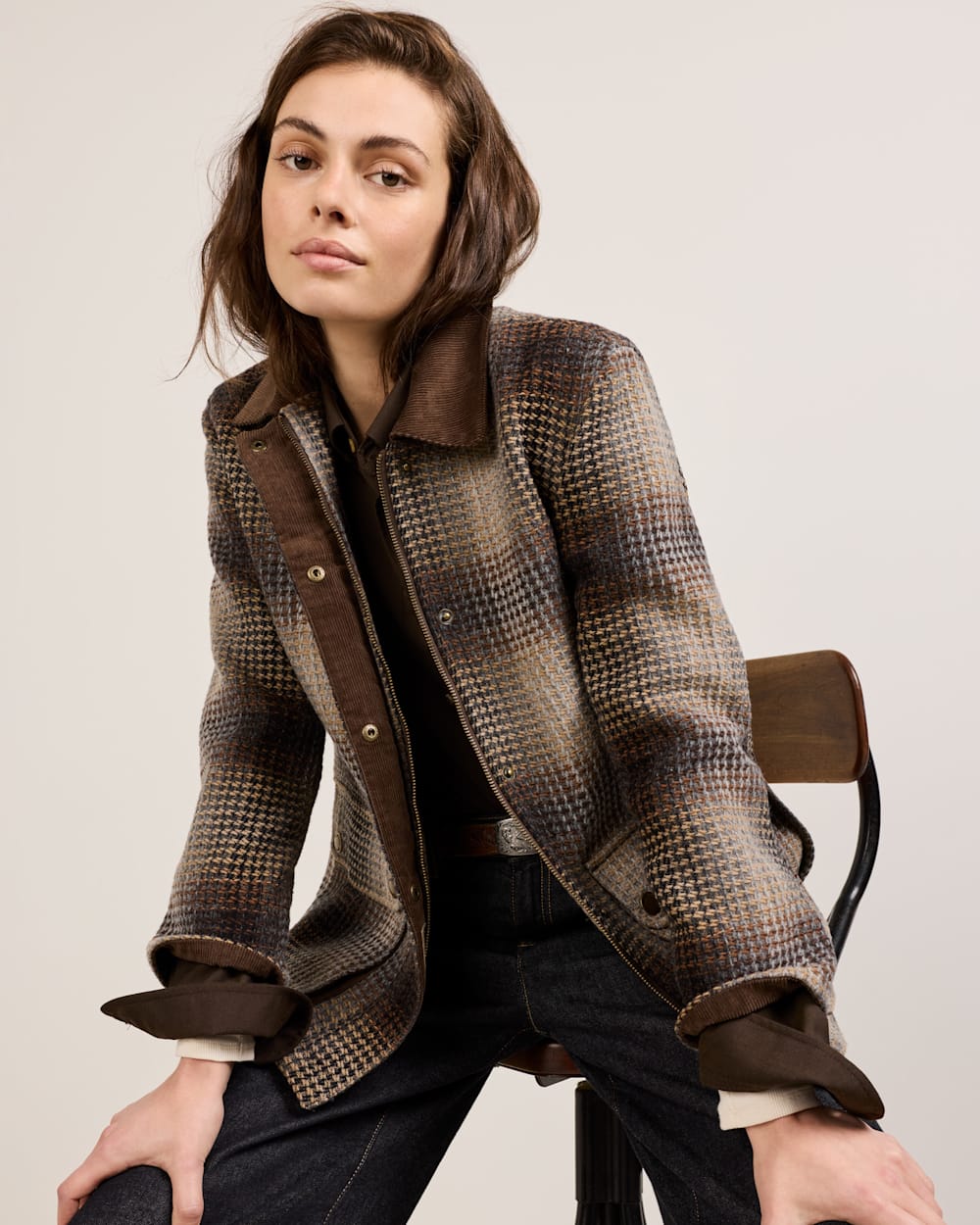 WOMEN'S CASCADES WOOL BARN COAT IN BROWN OMBRE image number 1