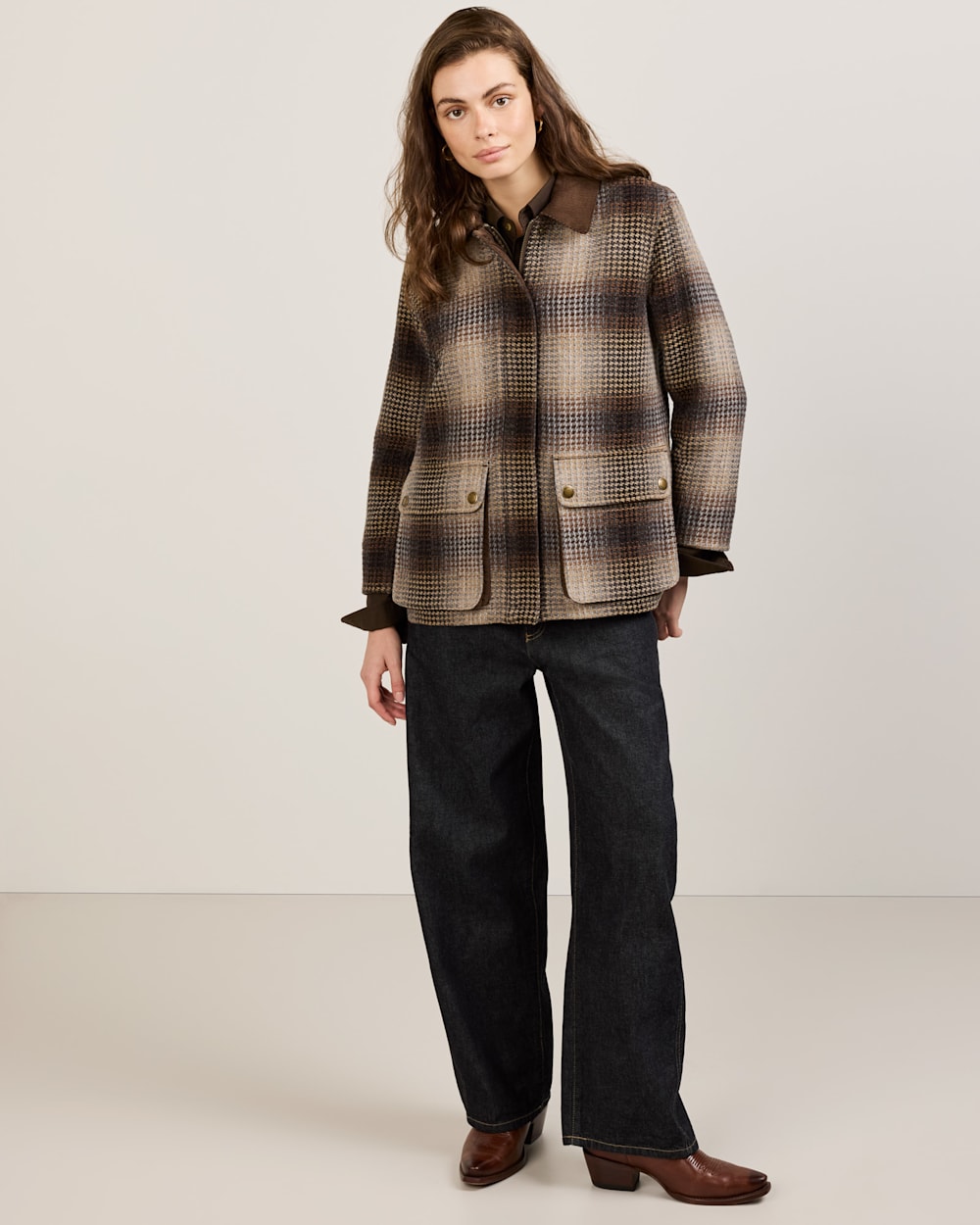 ALTERNATE VIEW OF WOMEN'S CASCADES WOOL BARN COAT IN BROWN OMBRE image number 2