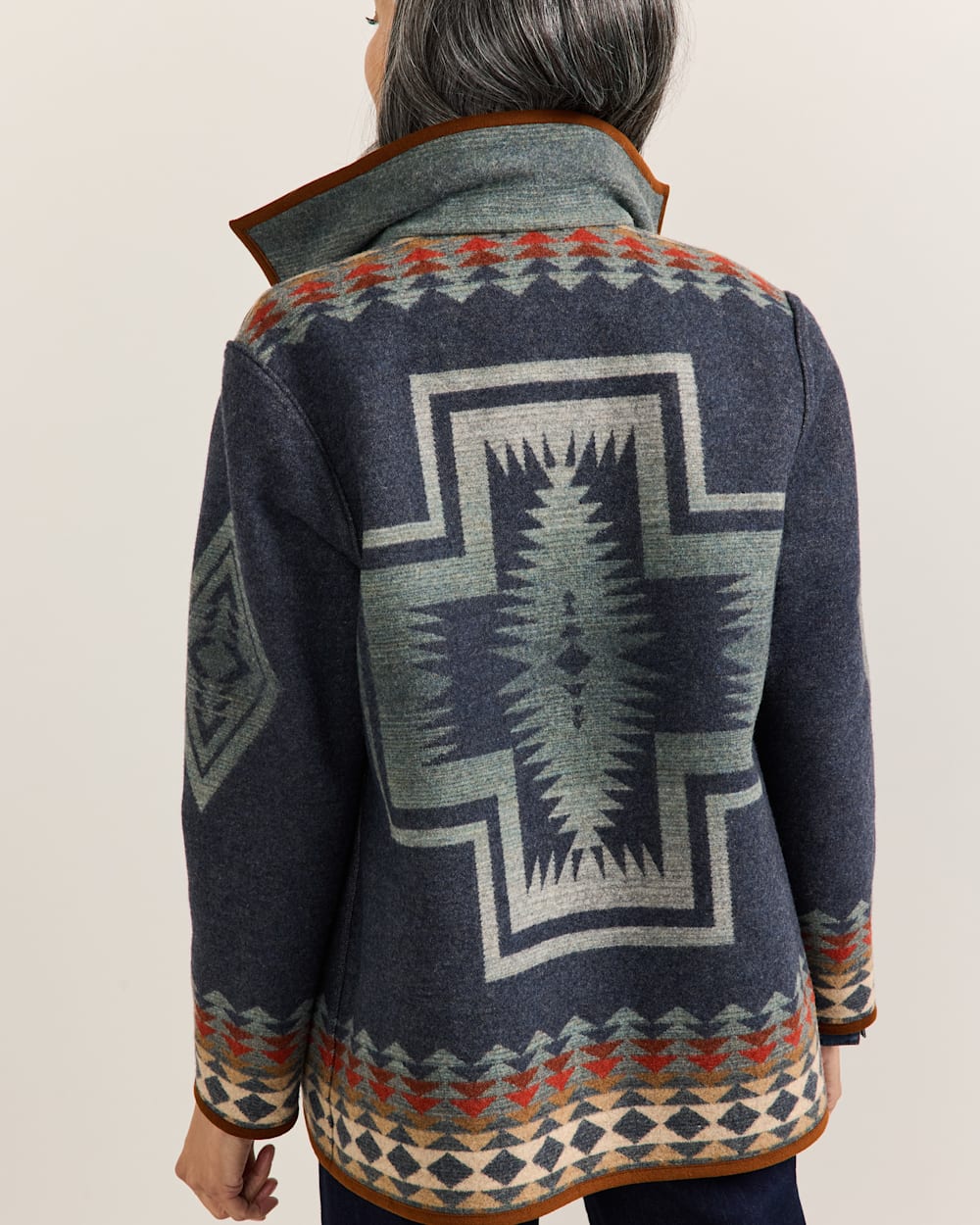 ALTERNATE VIEW OF WOMEN'S HARDING REVERSIBLE WOOL COAT IN INDIGO MULTI image number 4