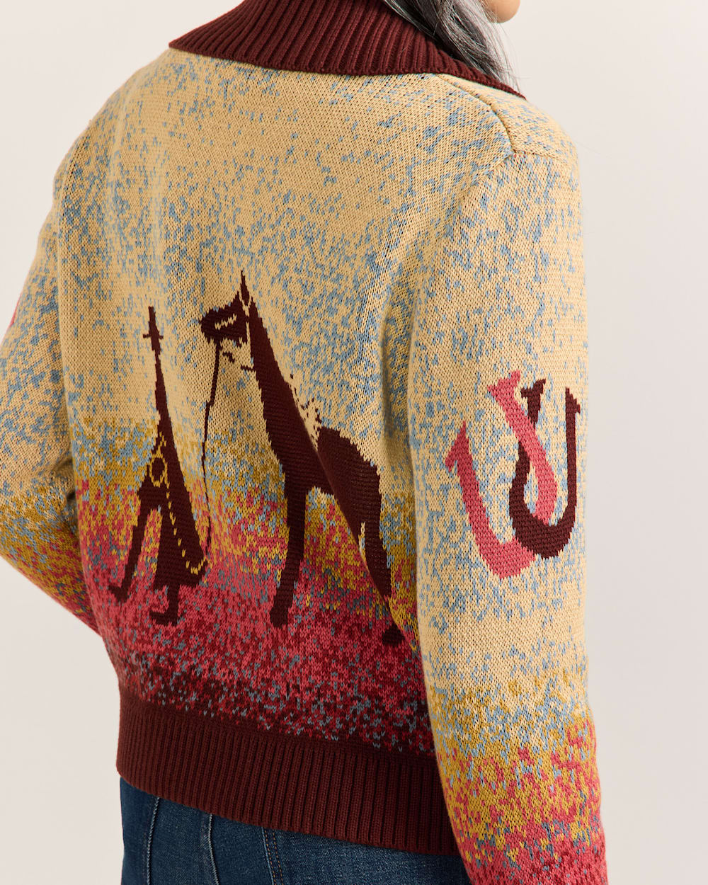 ALTERNATE VIEW OF WOMEN'S WESTERN SCENIC COTTON CARDIGAN IN SUNRISE OMBRE image number 4