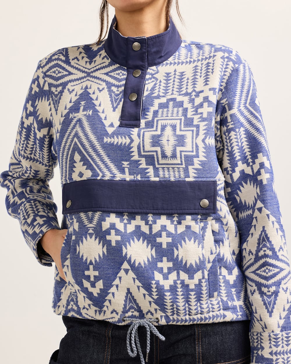 ALTERNATE VIEW OF WOMEN'S DOUBLESOFT HALF-SNAP PULLOVER IN COBALT BLUE image number 4