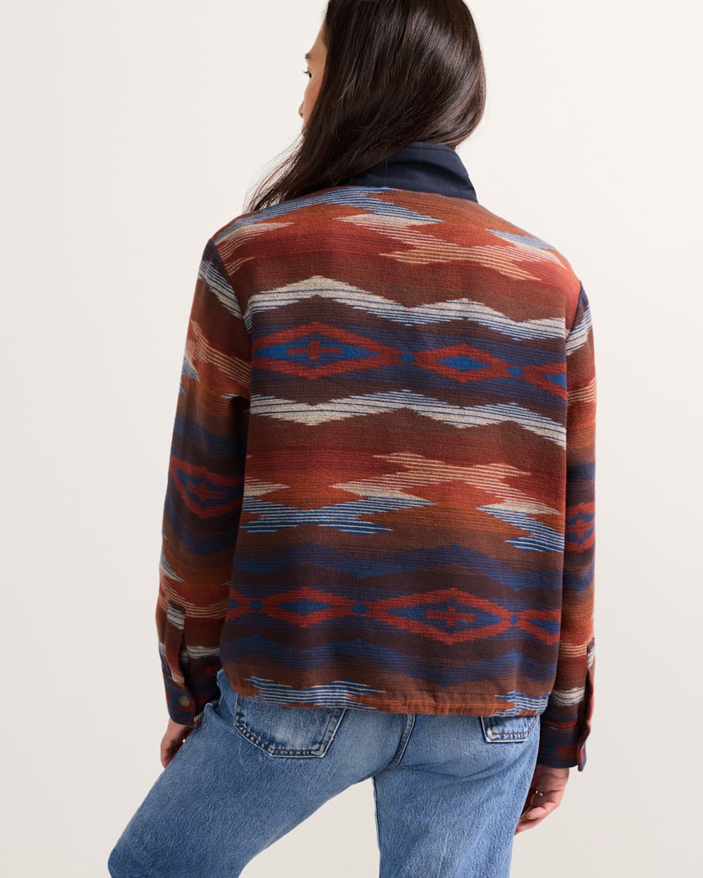 ALTERNATE VIEW OF WOMEN'S DOUBLESOFT HALF-SNAP PULLOVER IN BLUE/RED CROWNPOINT image number 2