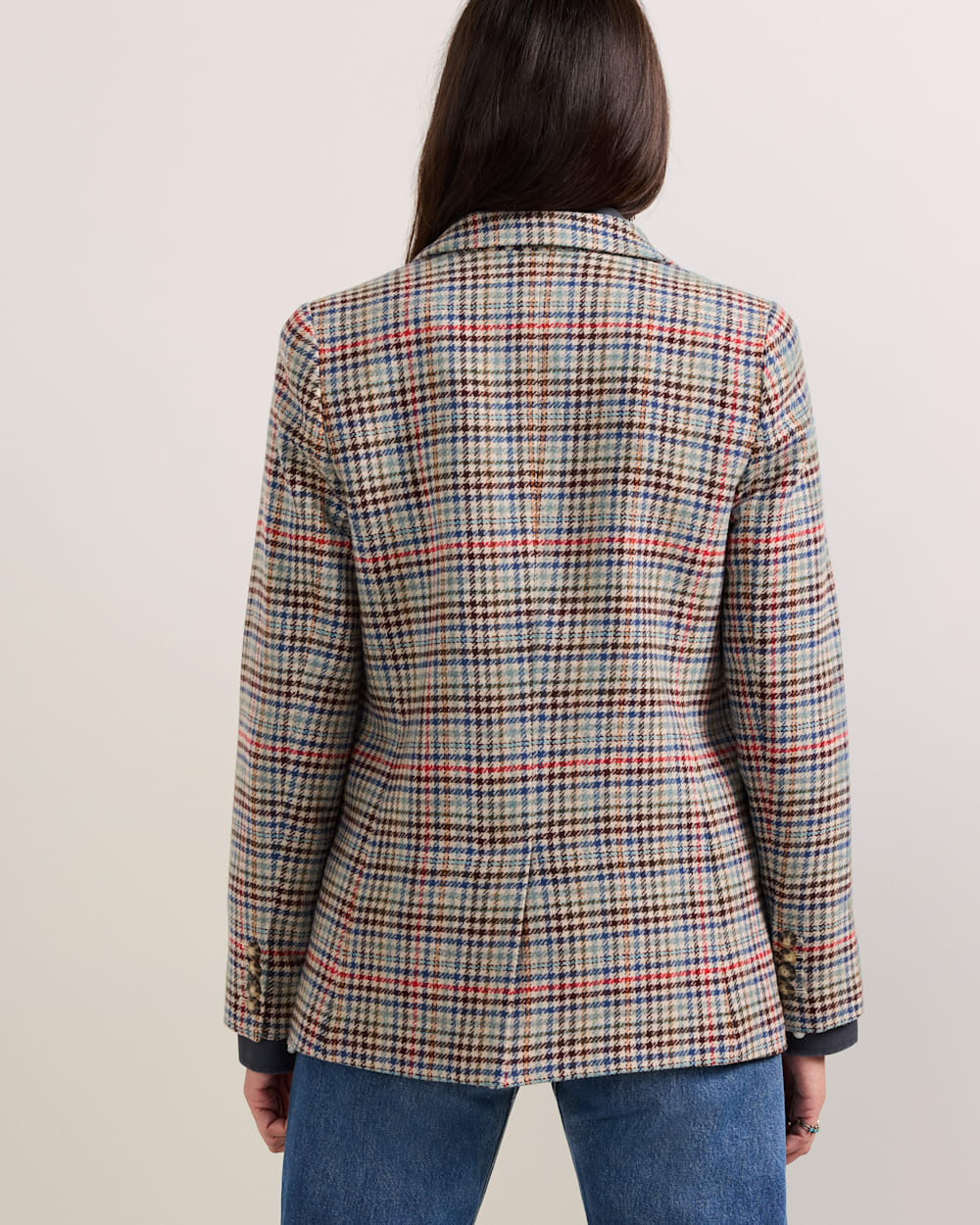 ALTERNATE VIEW OF WOMEN'S TWEED WOOL BLAZER IN CAMEL BRIGHTS CHECK image number 2