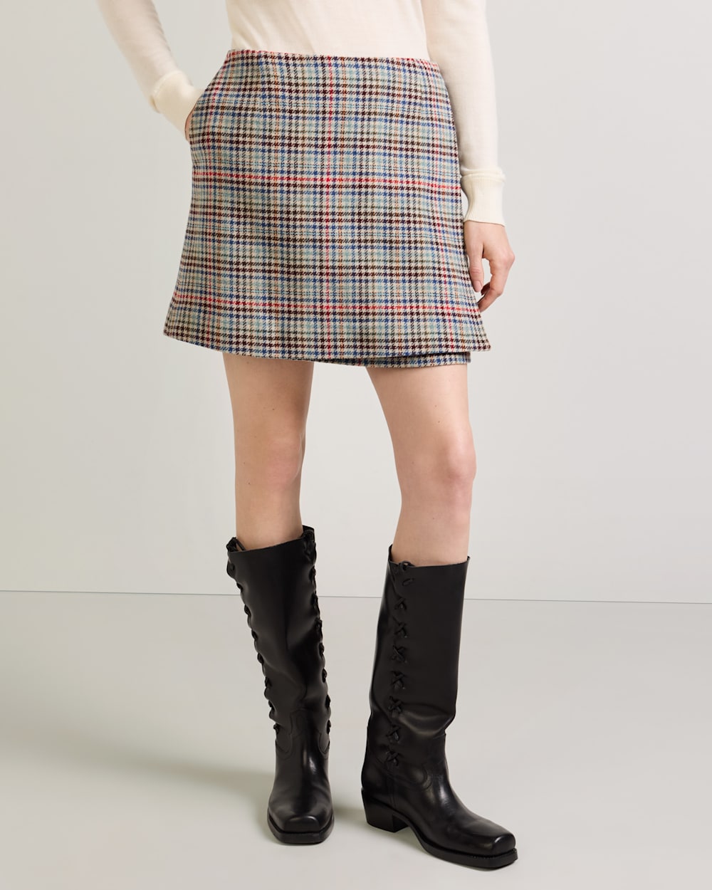 WOMEN'S MARGO WOOL WRAP SKIRT IN CAMEL BRIGHTS CHECK image number 1