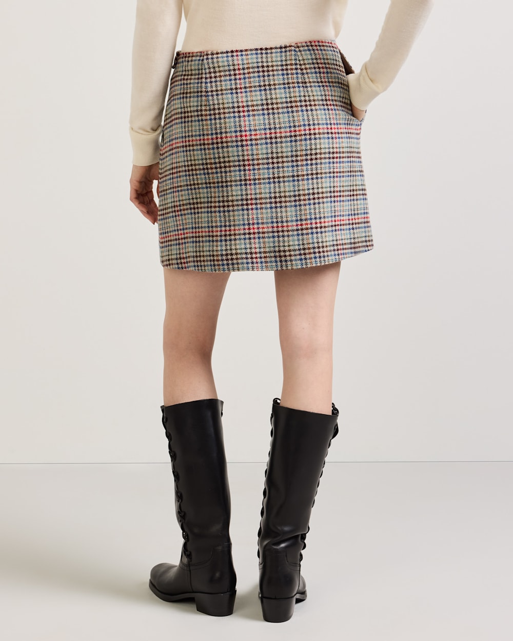 ALTERNATE VIEW OF WOMEN'S MARGO WOOL WRAP SKIRT IN CAMEL BRIGHTS CHECK image number 3