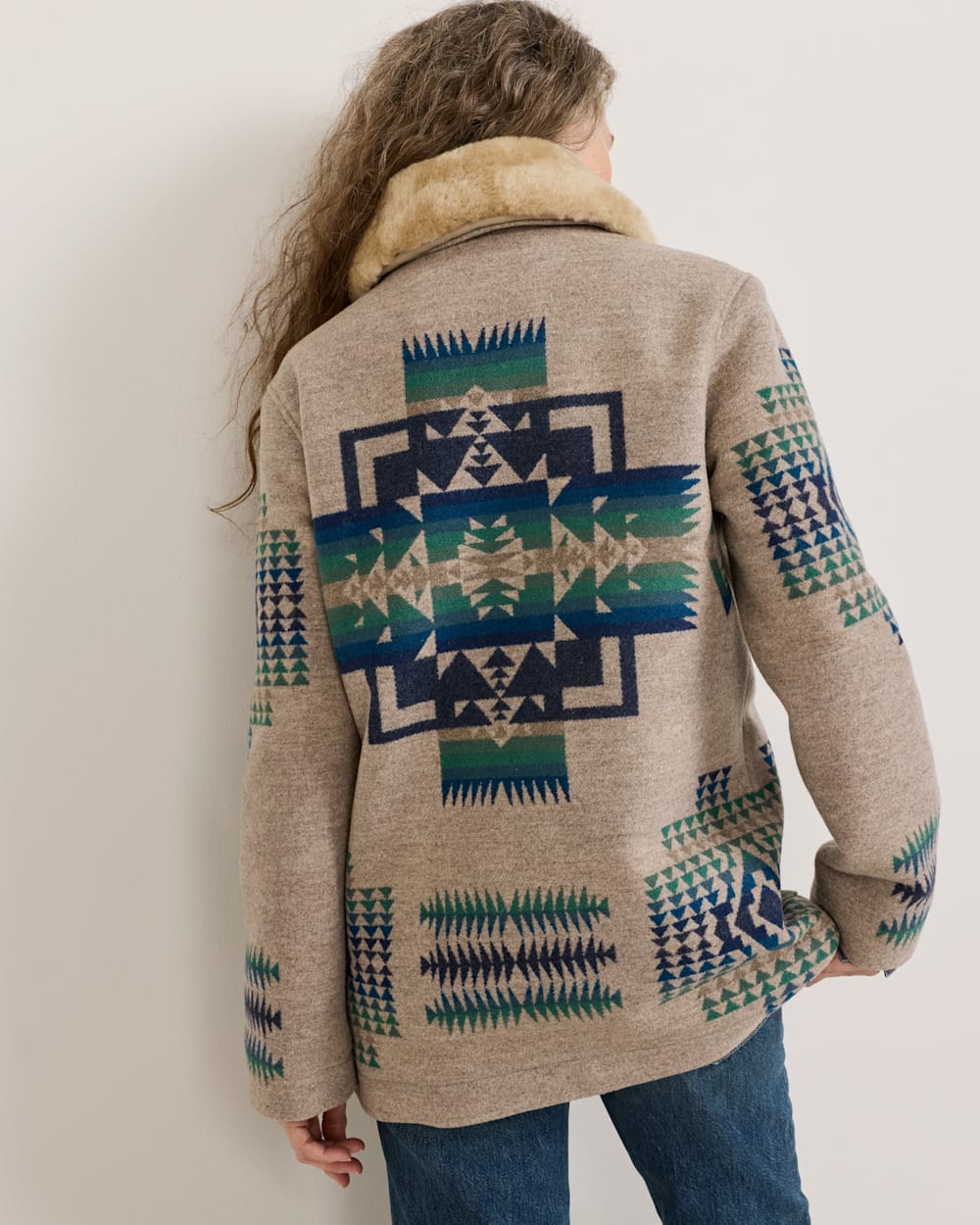 ALTERNATE VIEW OF WOMEN'S BROWNSVILLE SHEARLING COLLAR WOOL COAT IN TAN CHIEF JOSEPH image number 3